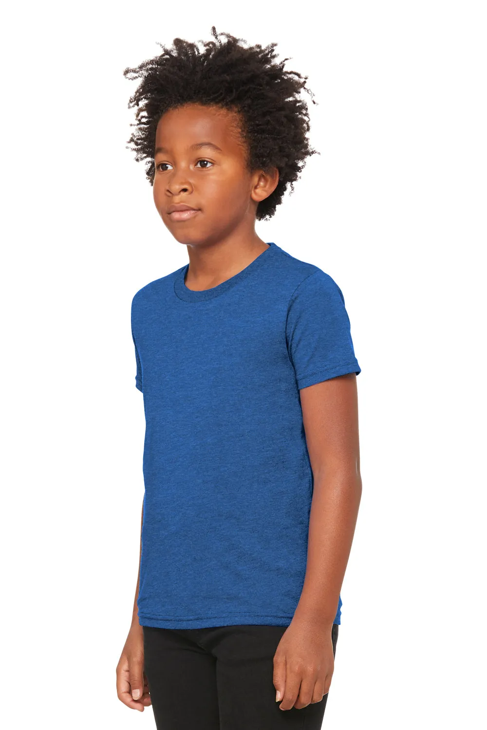 Bella   Canvas Youth CVC Short Sleeve Crewneck T-Shirt - Heather True Royal Blue