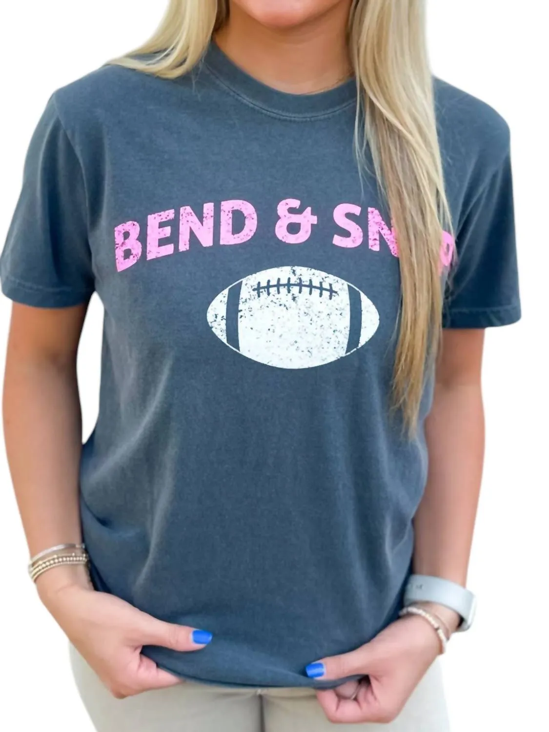 Bend And Snap Football Tee In Charcoal