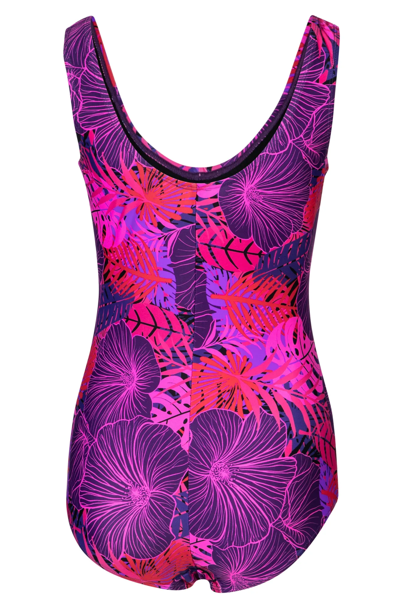 Boyleg Swimsuit | Purple Pink Jungle | 0703A1