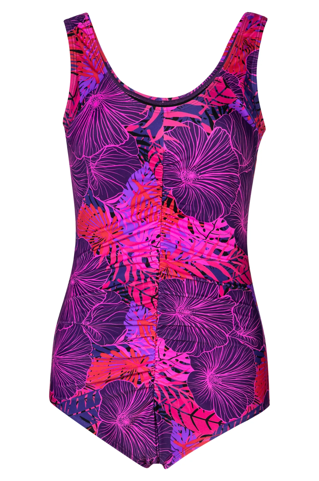 Boyleg Swimsuit | Purple Pink Jungle | 0703A1