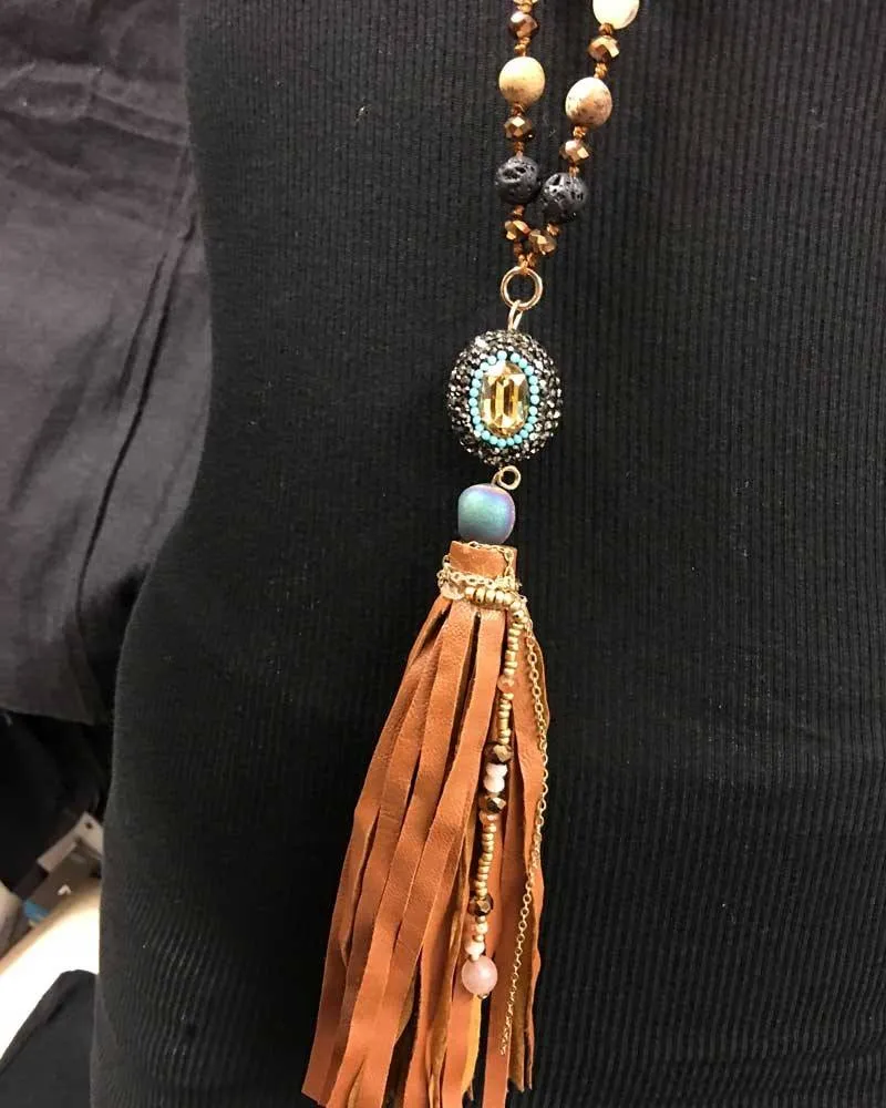 Braided Volcanic Tassel Necklace