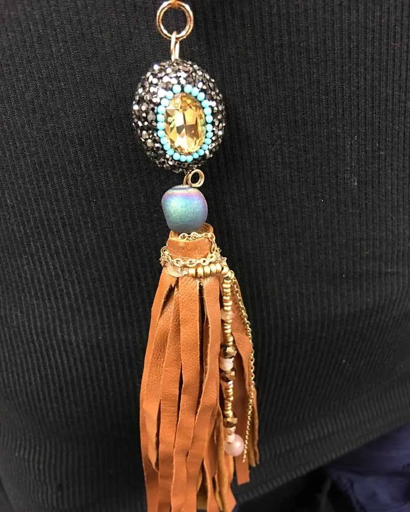 Braided Volcanic Tassel Necklace