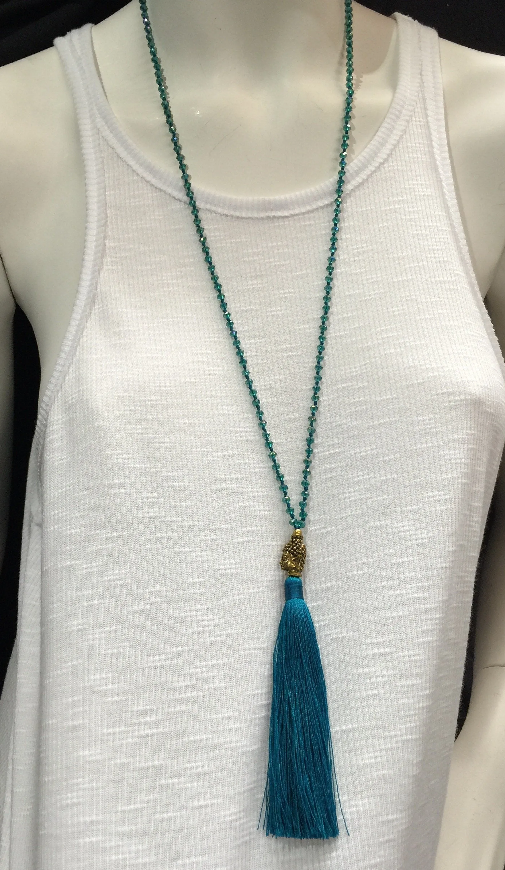 Buddha Tassel Crystal Necklace
