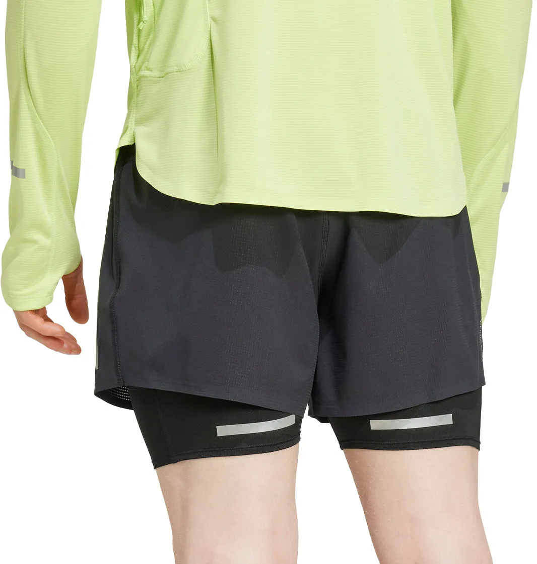 Clothing Adidas  Men adidas Ultimate Reflective 2 In 1 Mens Running Shorts - Black