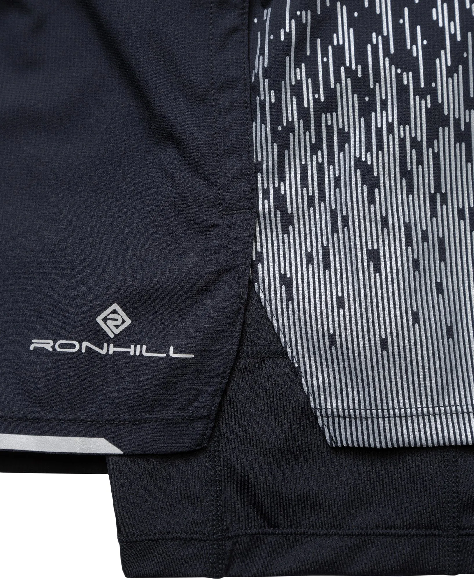 Clothing Ronhill  Men Ronhill Tech Reflect Twin 2 In 1 Mens Running Shorts - Black