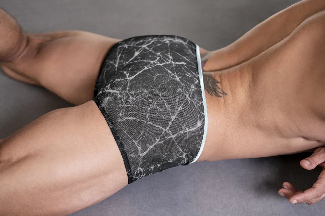 Clothing_Male Power_Mens Underwear Male Power 130-290 Marble Mesh Micro Mini Short Color Black