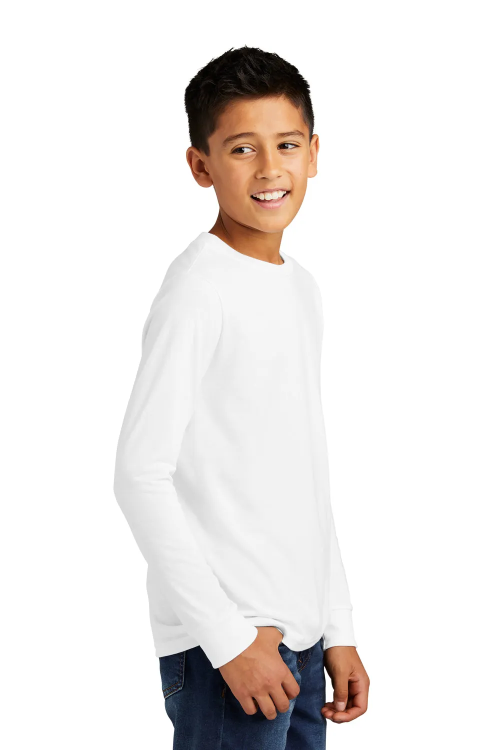District Youth Perfect Tri Long Sleeve Crewneck T-Shirt - White