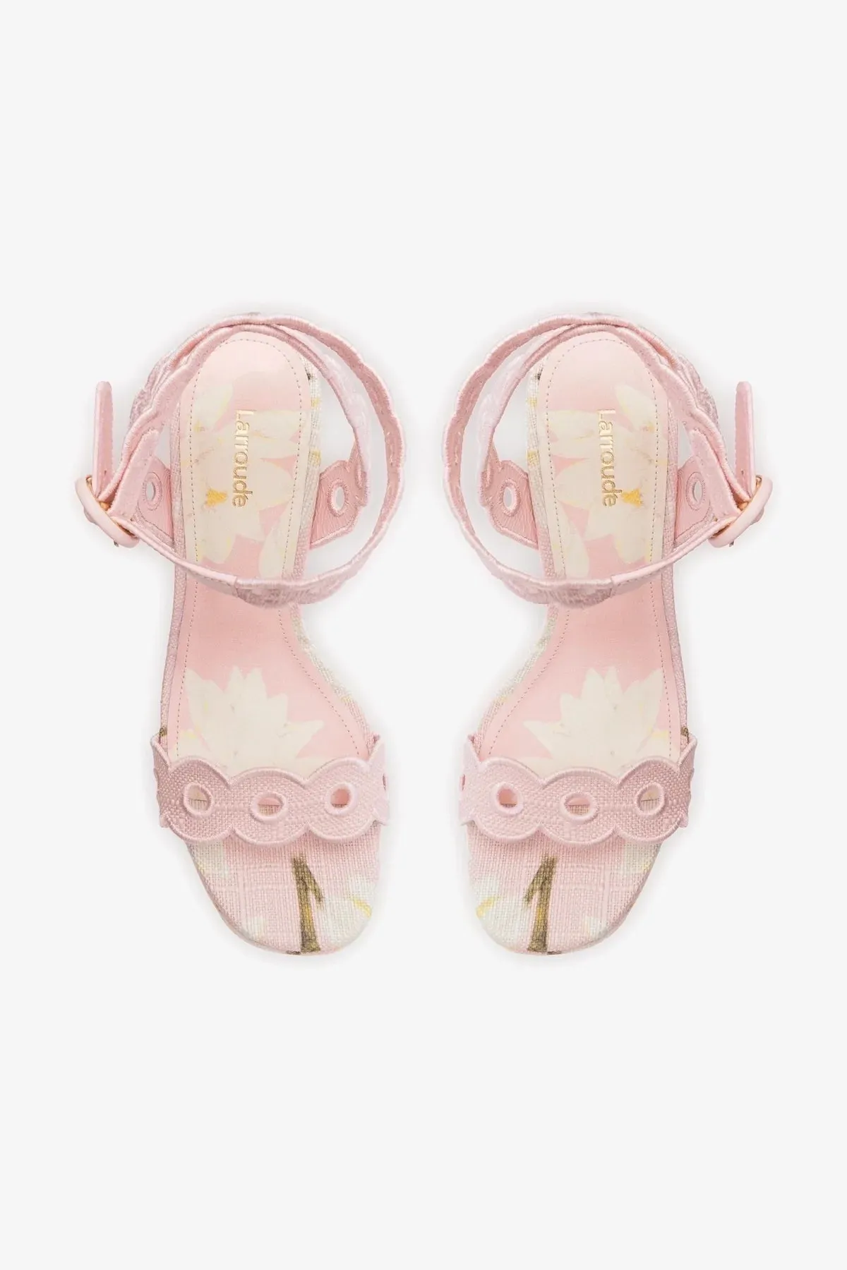 Dolly Broderie Sandal In Tulip Printed Raffia