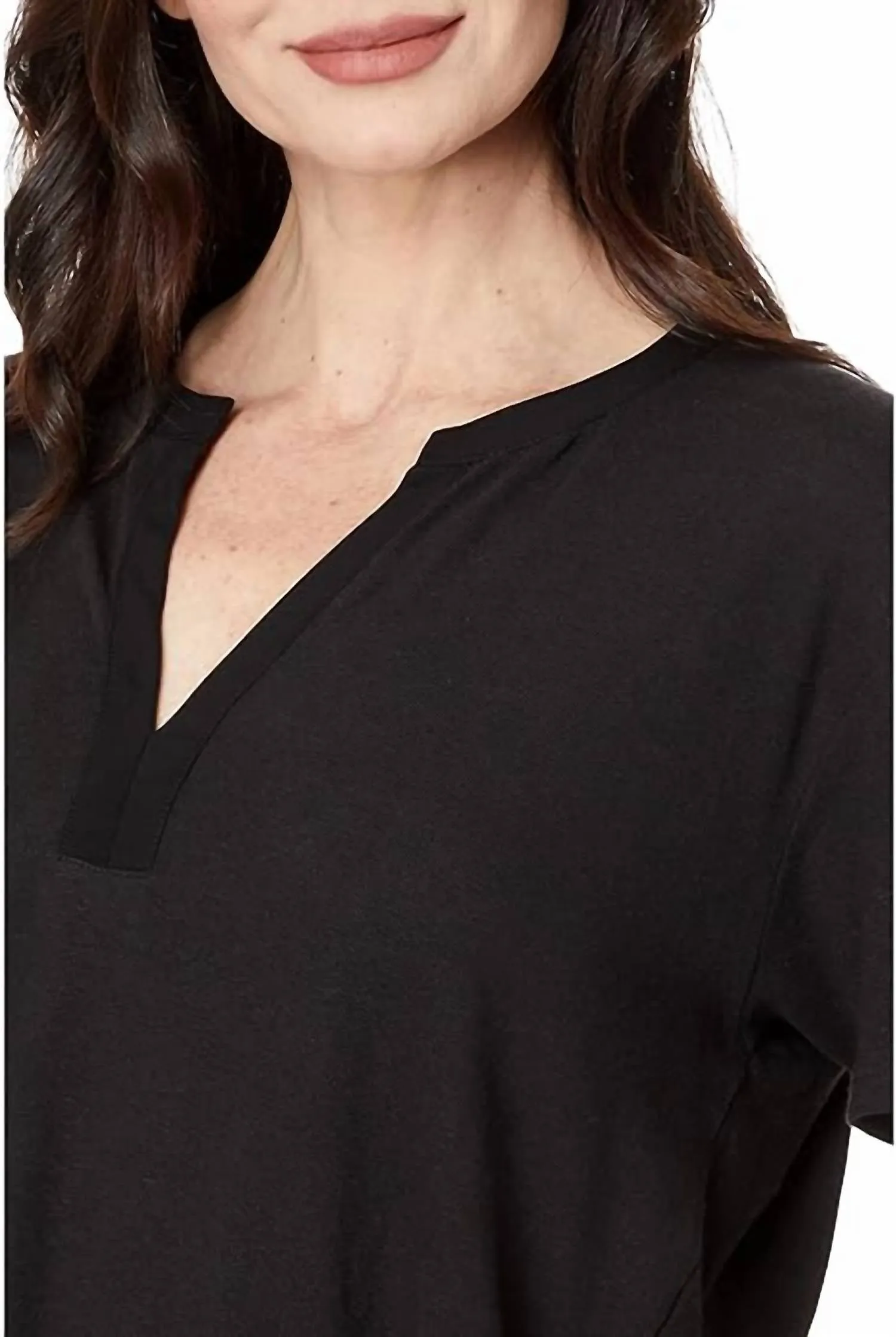 Easy Breezy Peasant Tee In Black
