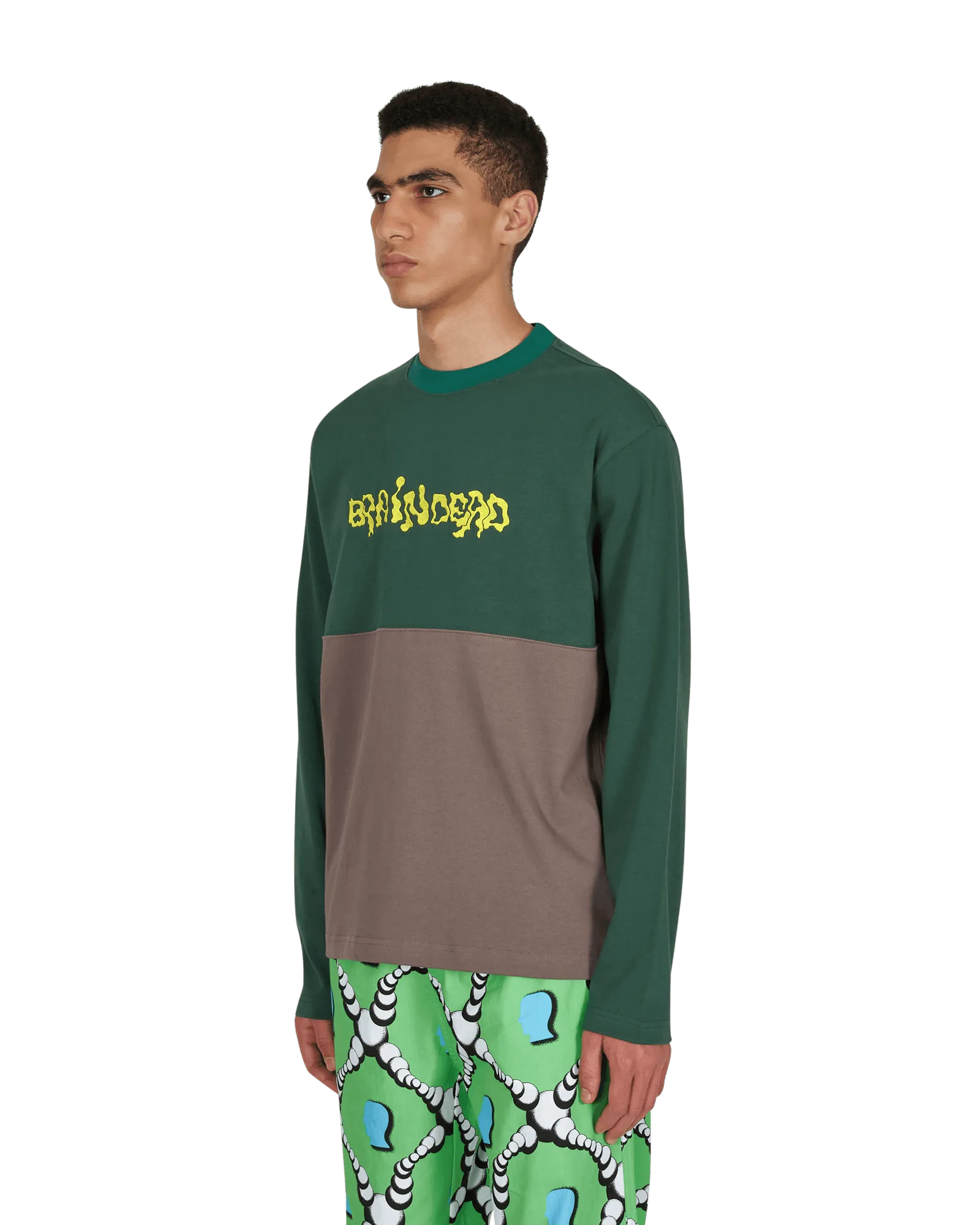 Embroidered Football Longsleeve T-Shirt Green