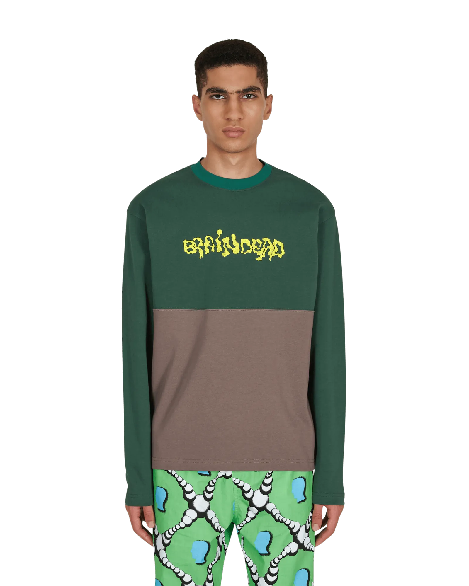 Embroidered Football Longsleeve T-Shirt Green