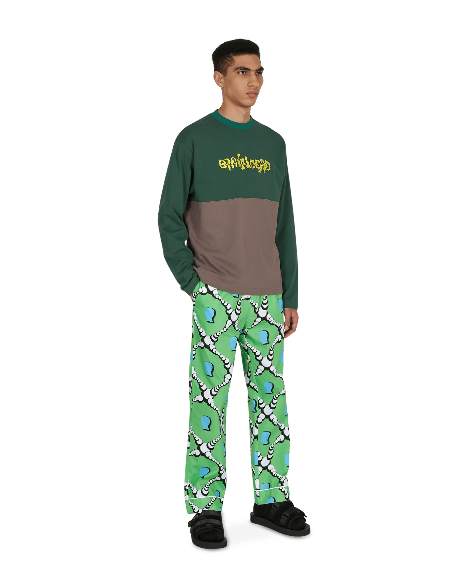 Embroidered Football Longsleeve T-Shirt Green