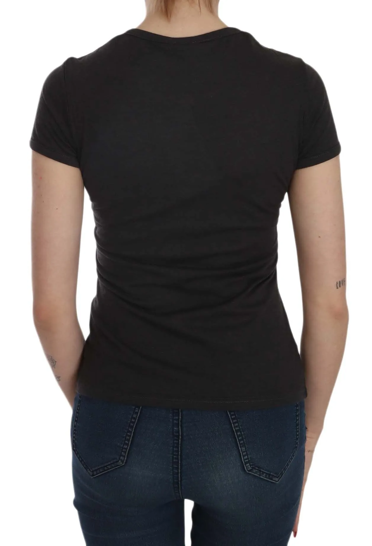 Exte  Hearts Print Short Sleeve Casual Shirt Women's Top