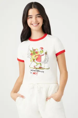 Forever 21 Women's The Grinch Graphic Ringer T-Shirt Cream/Multi Forever 21