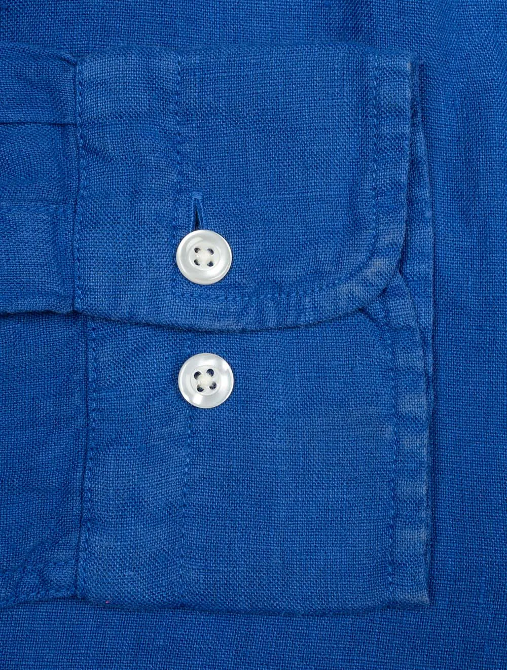 Garment-Dyed Regular Fit Linen Shirt Rich Blue