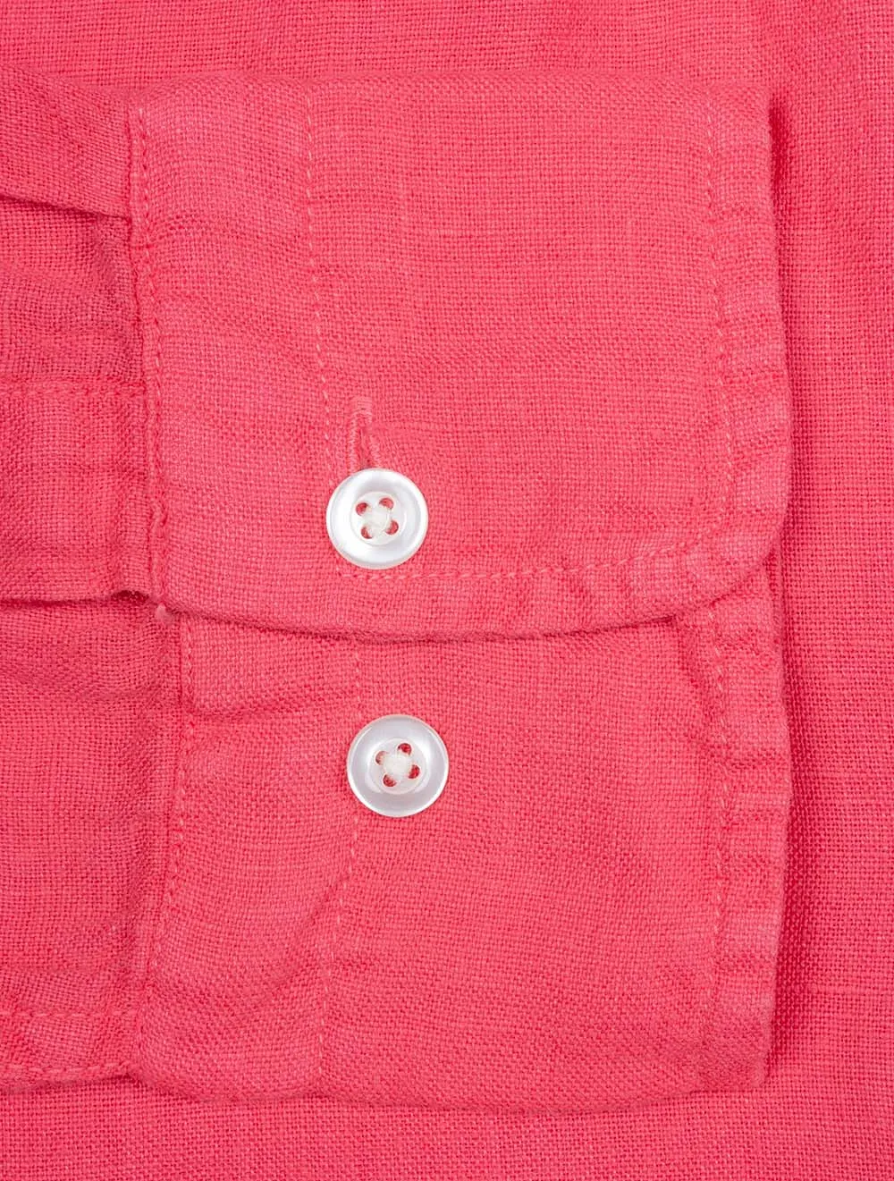 Garment-Dyed Regular Fit Linen Shirt Watermelon Red