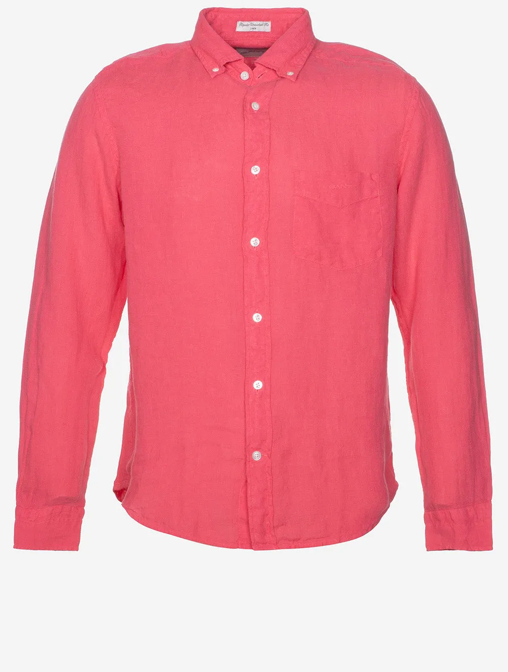 Garment-Dyed Regular Fit Linen Shirt Watermelon Red