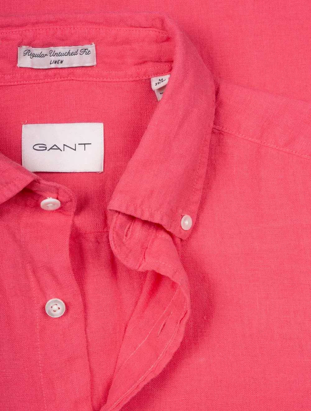Garment-Dyed Regular Fit Linen Shirt Watermelon Red