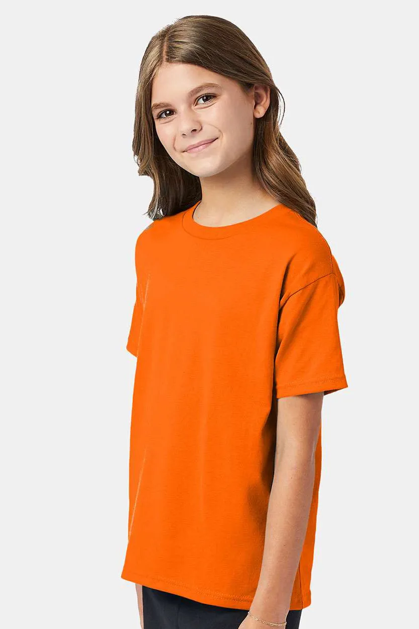 Hanes Youth EcoSmart Short Sleeve Crewneck T-Shirt - Safety Orange