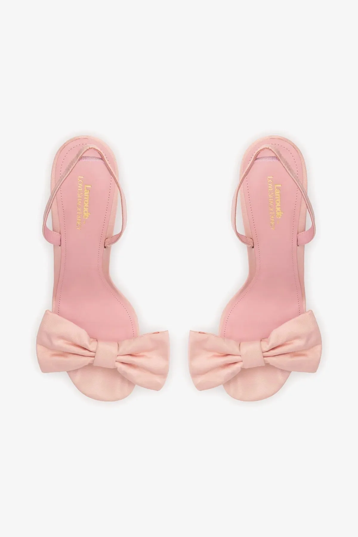 Larroudé for LoveShackFancy Bow Sandal In Pink Fabric