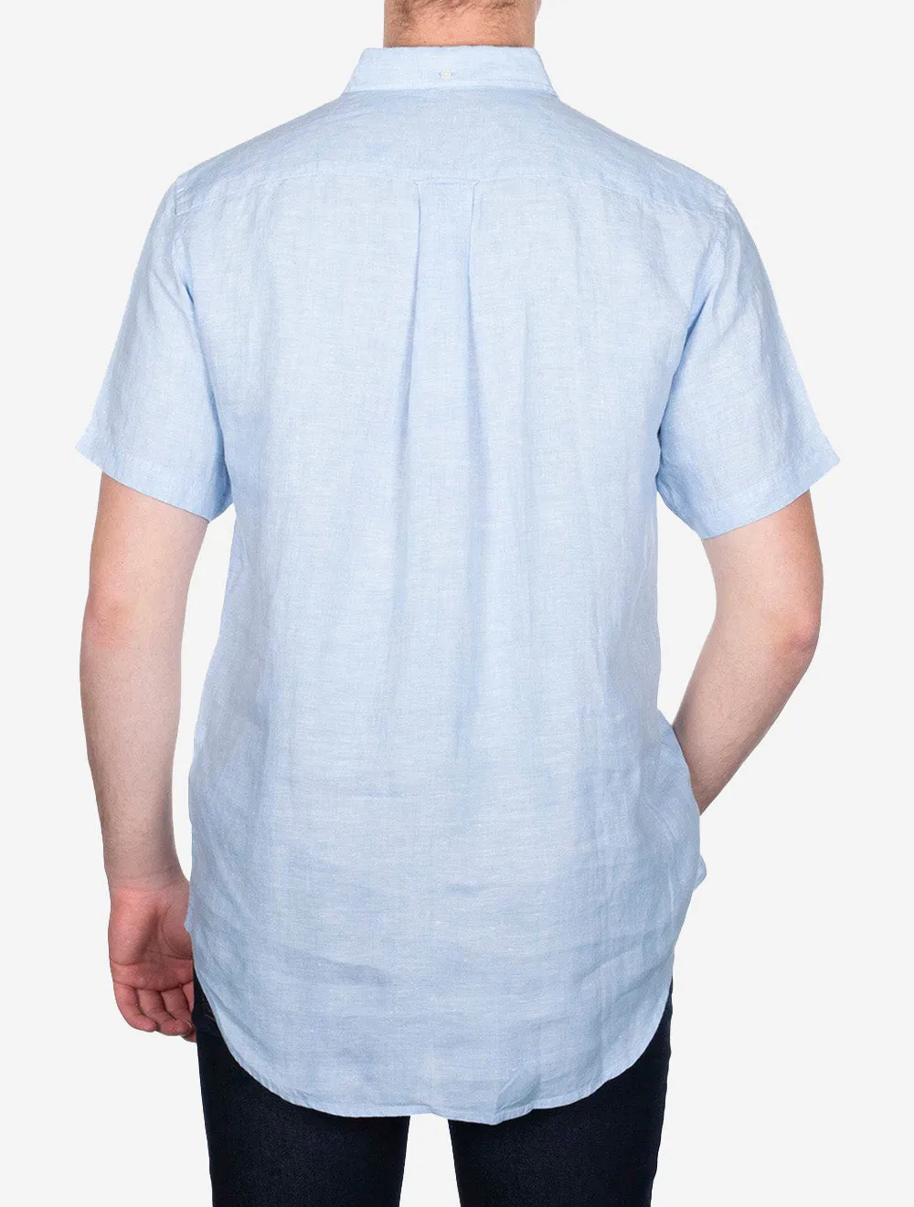 Linen Regular Fit Short Sleeve Shirt Capri Blue