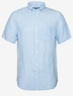 Linen Regular Fit Short Sleeve Shirt Capri Blue