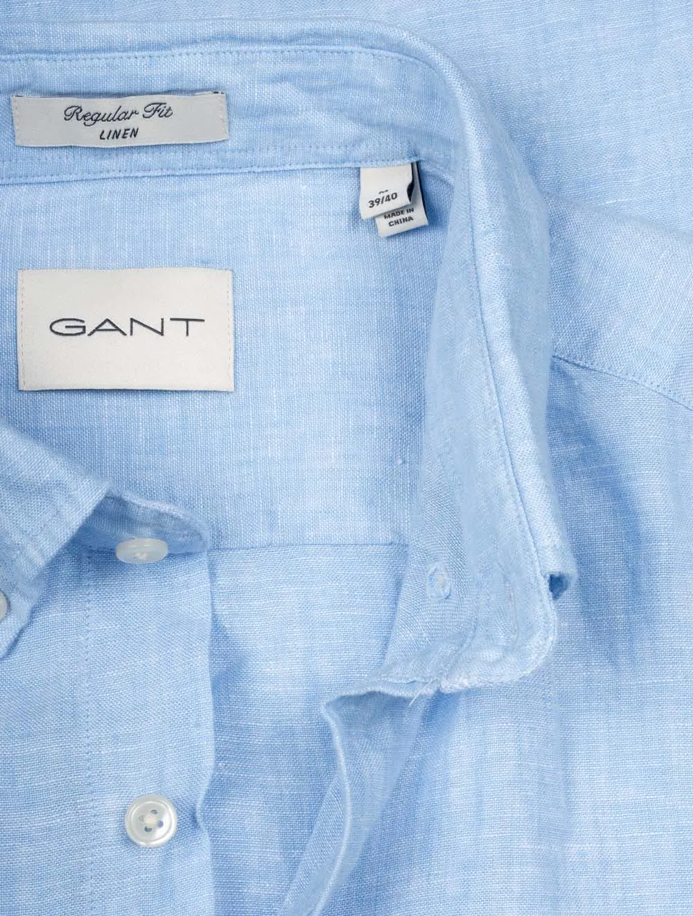 Linen Regular Fit Short Sleeve Shirt Capri Blue