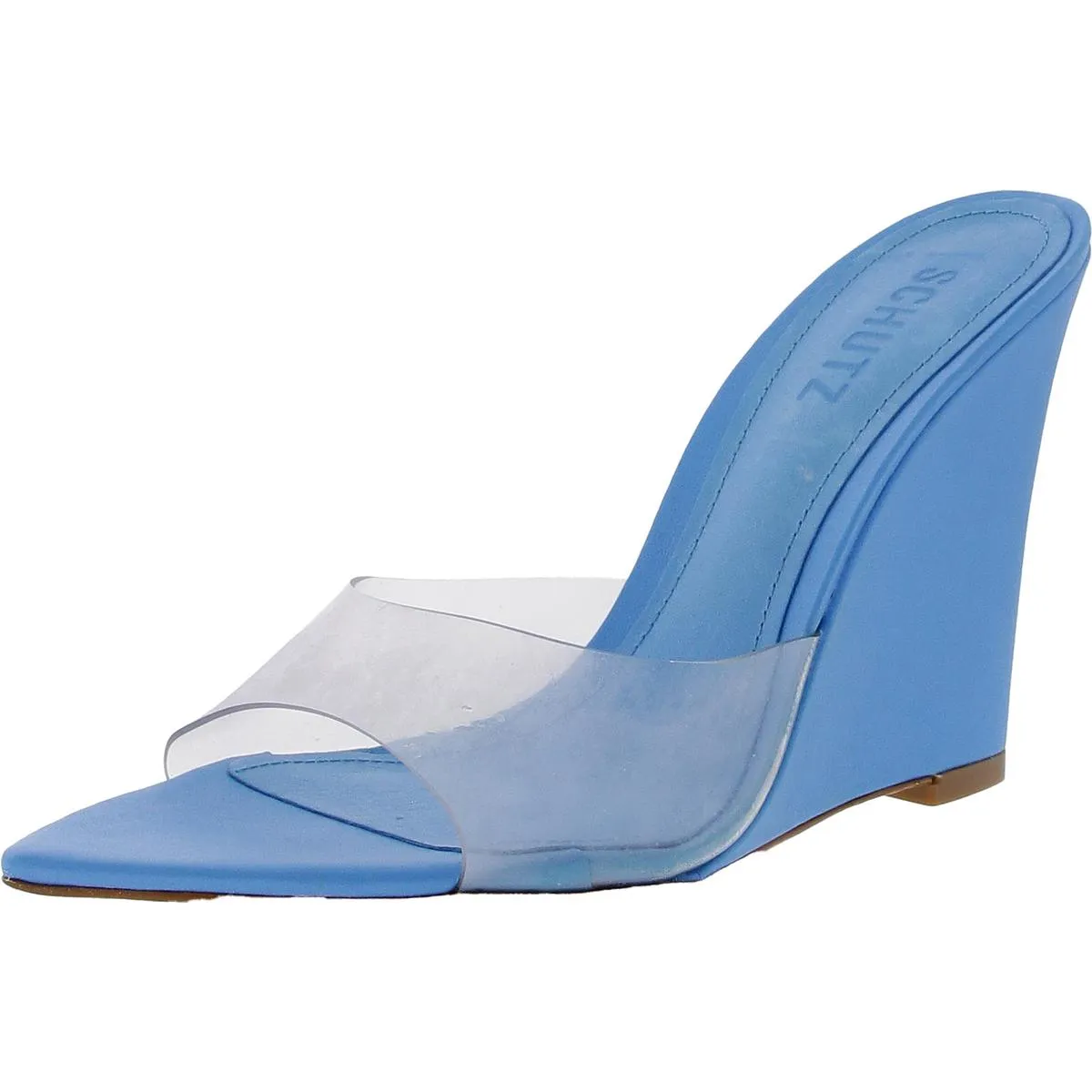 Luci Vynil Womens Pointed Toe Slide Heels
