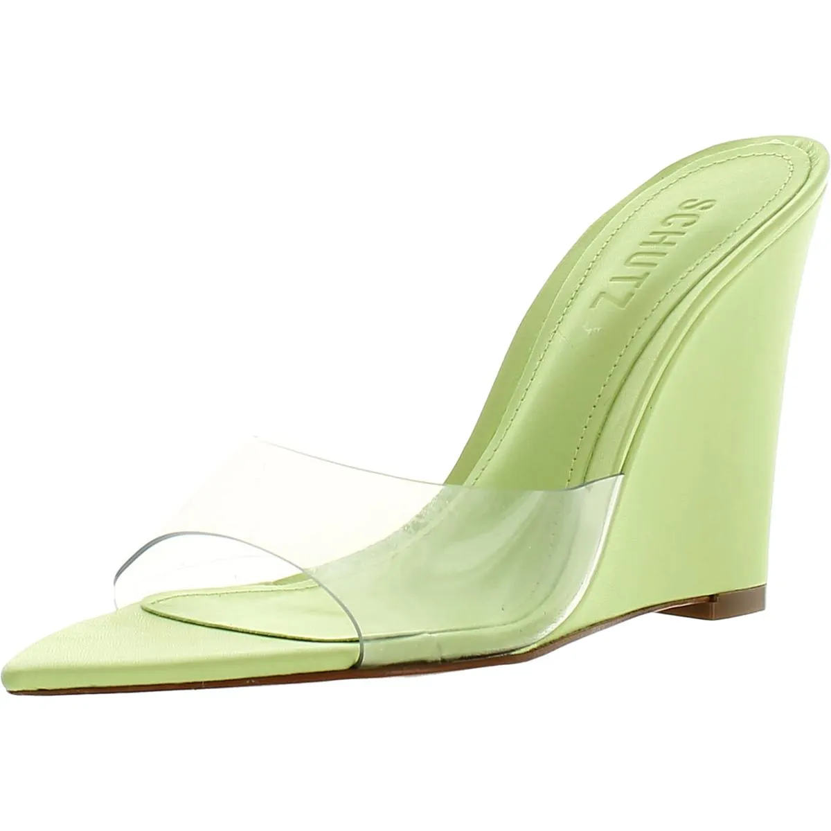 Luci Vynil Womens Pointed Toe Slide Heels