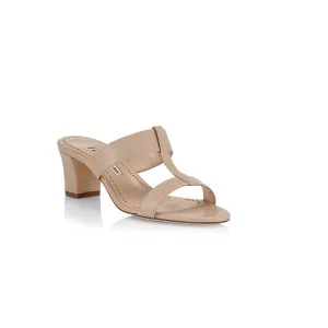 Manolo Blahnik Women Kesbihi 50MM Leather Mules High Heel Sandals Nude Shoes_Manolo-Blahnik