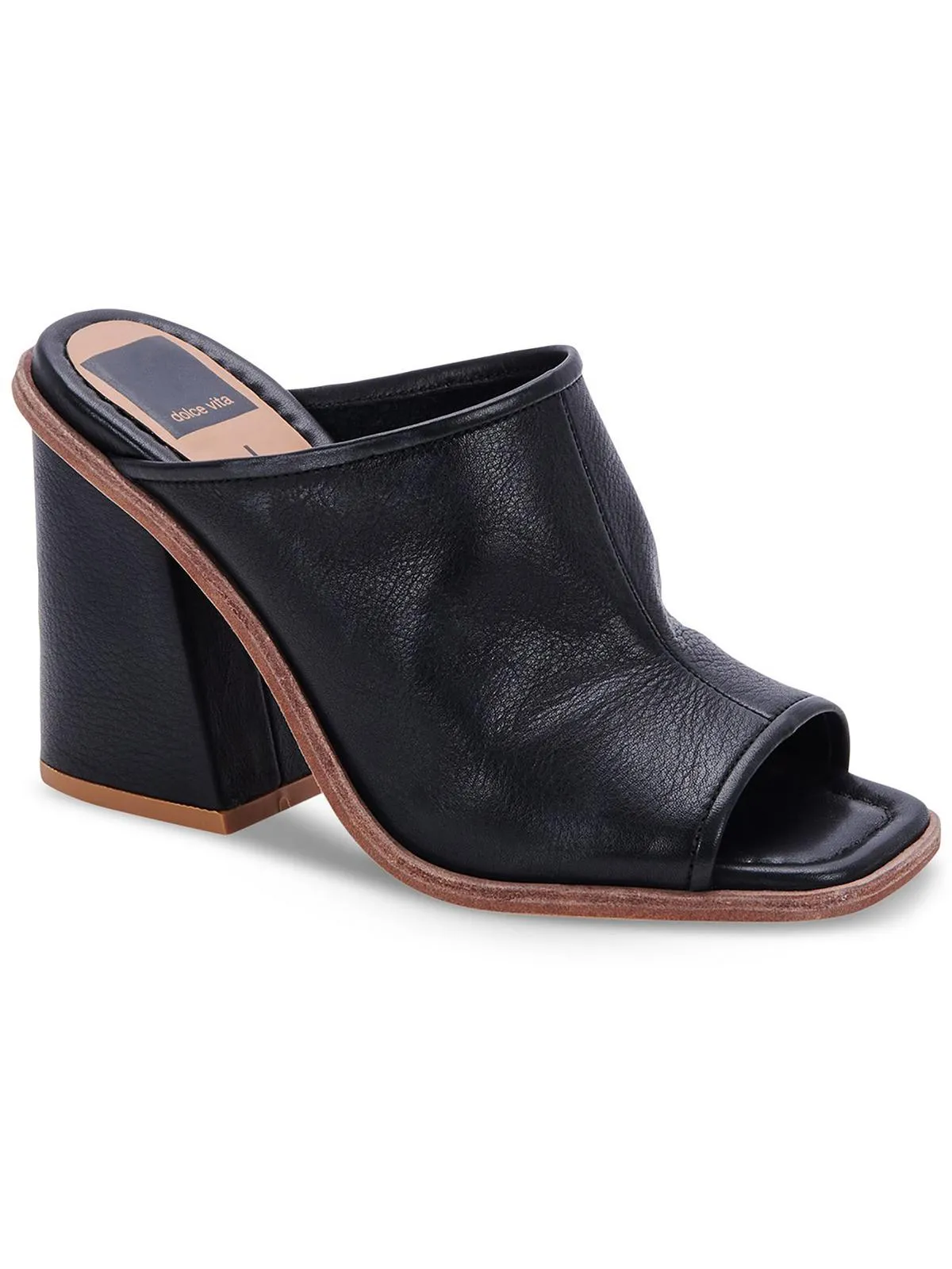 Mavise Womens Leather Peep Toe Block Heel