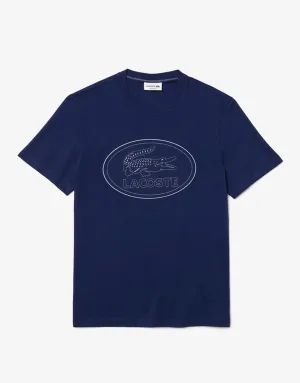 Men's Crew Neck Embroidered Logo Cotton T-shirt Blue Patagonia Clothing