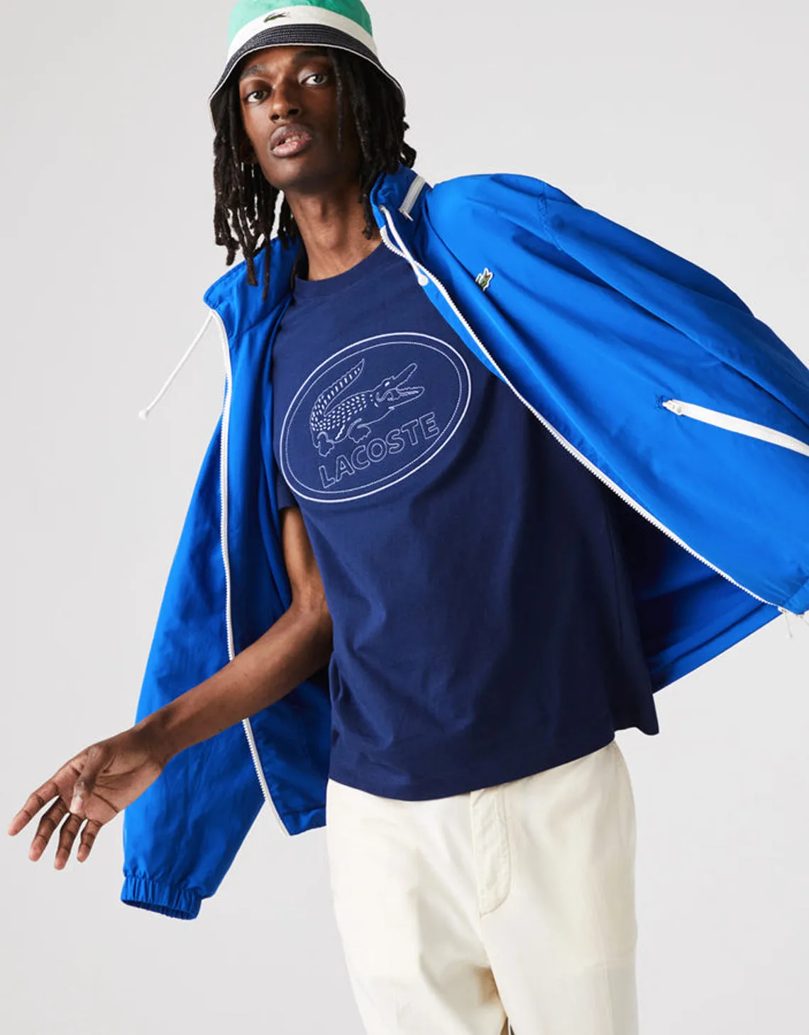 Men's Crew Neck Embroidered Logo Cotton T-shirt Blue Patagonia Clothing