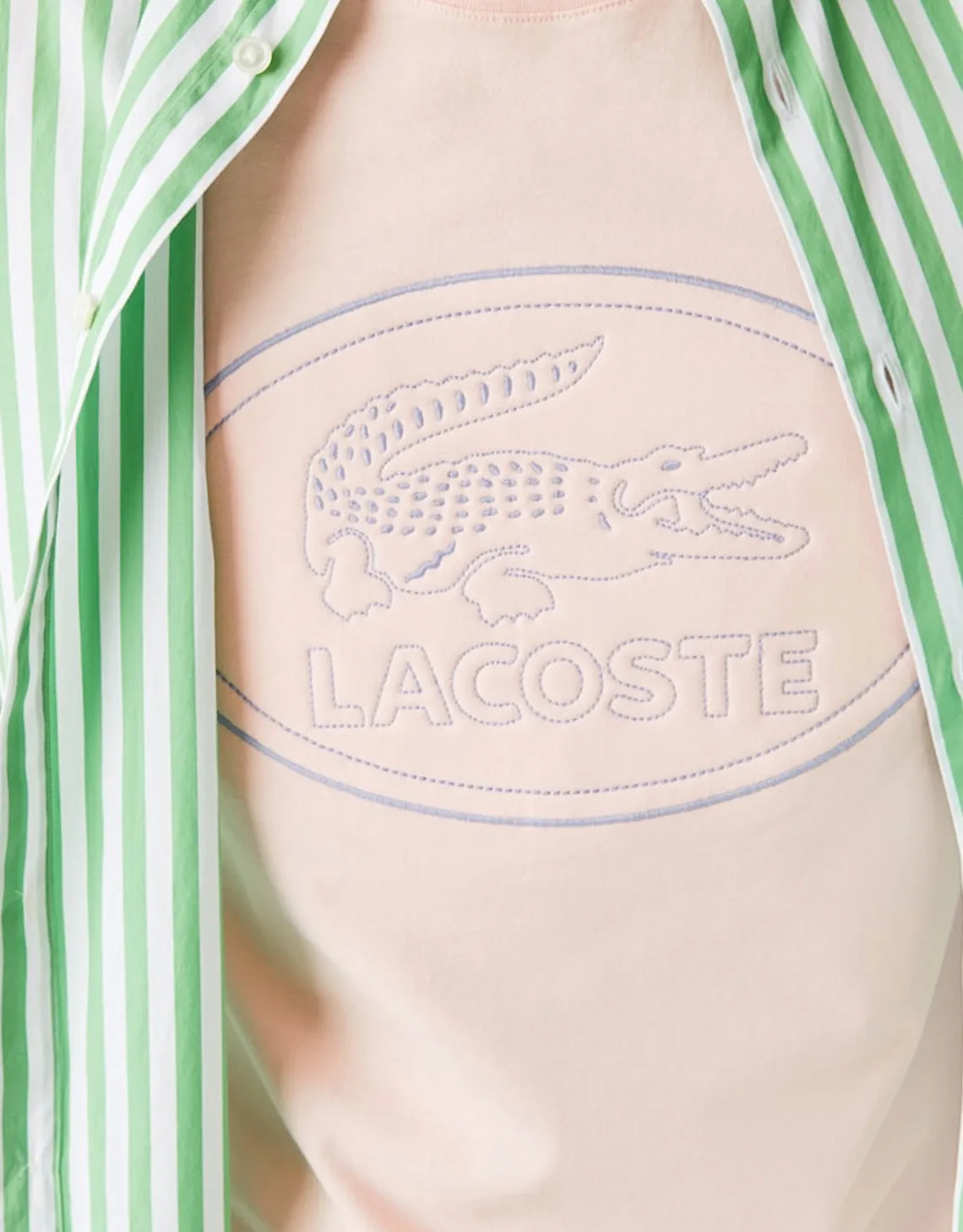 Men's Crew Neck Embroidered Logo Cotton T-shirt Light Pink Patagonia Clothing