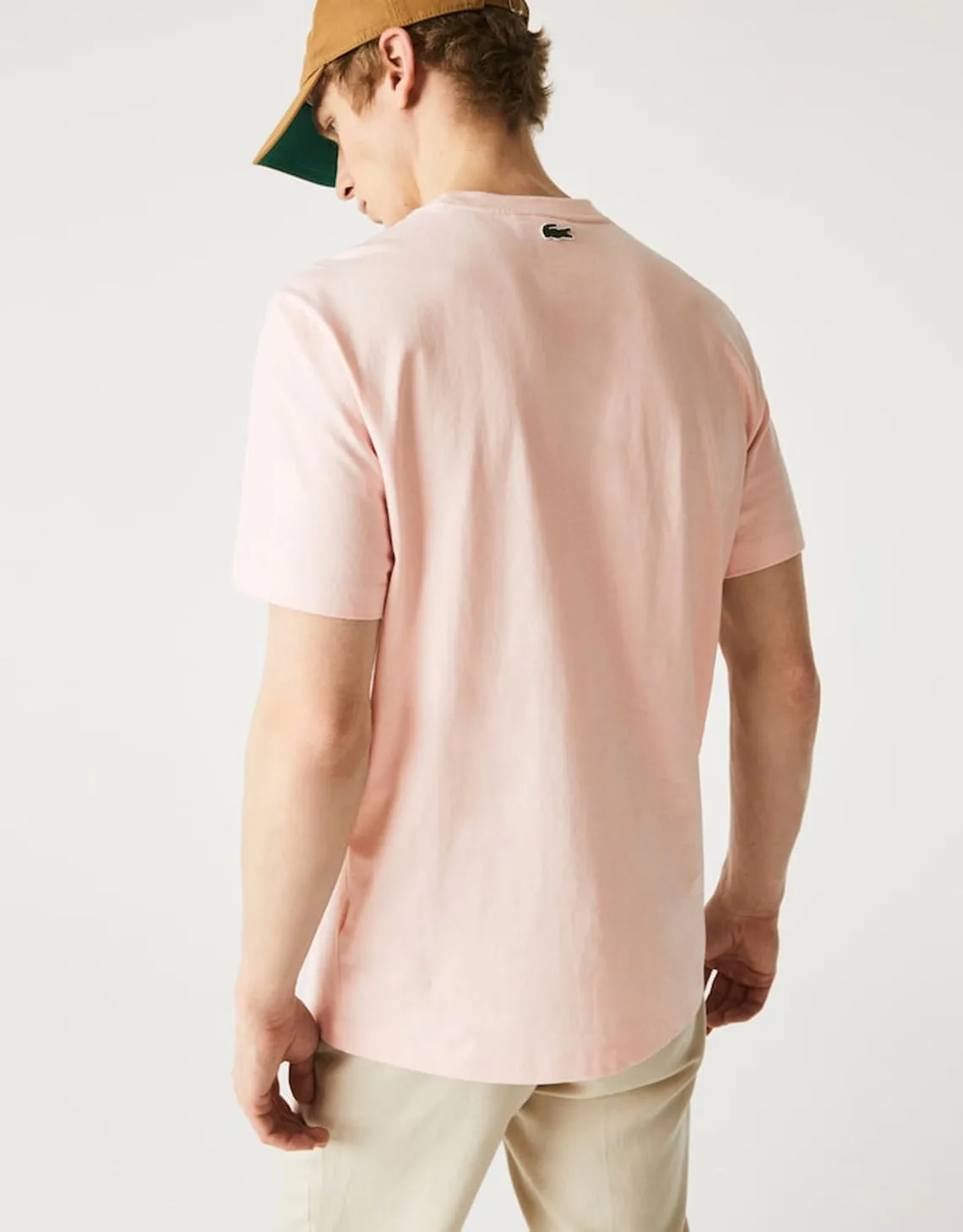 Men's Crew Neck Embroidered Logo Cotton T-shirt Light Pink Patagonia Clothing