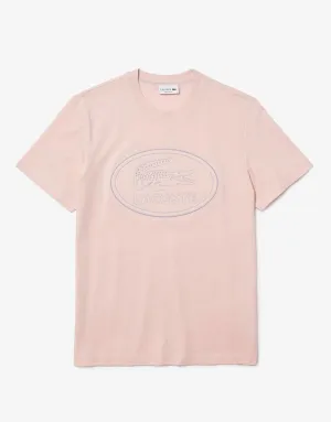 Men's Crew Neck Embroidered Logo Cotton T-shirt Light Pink Patagonia Clothing