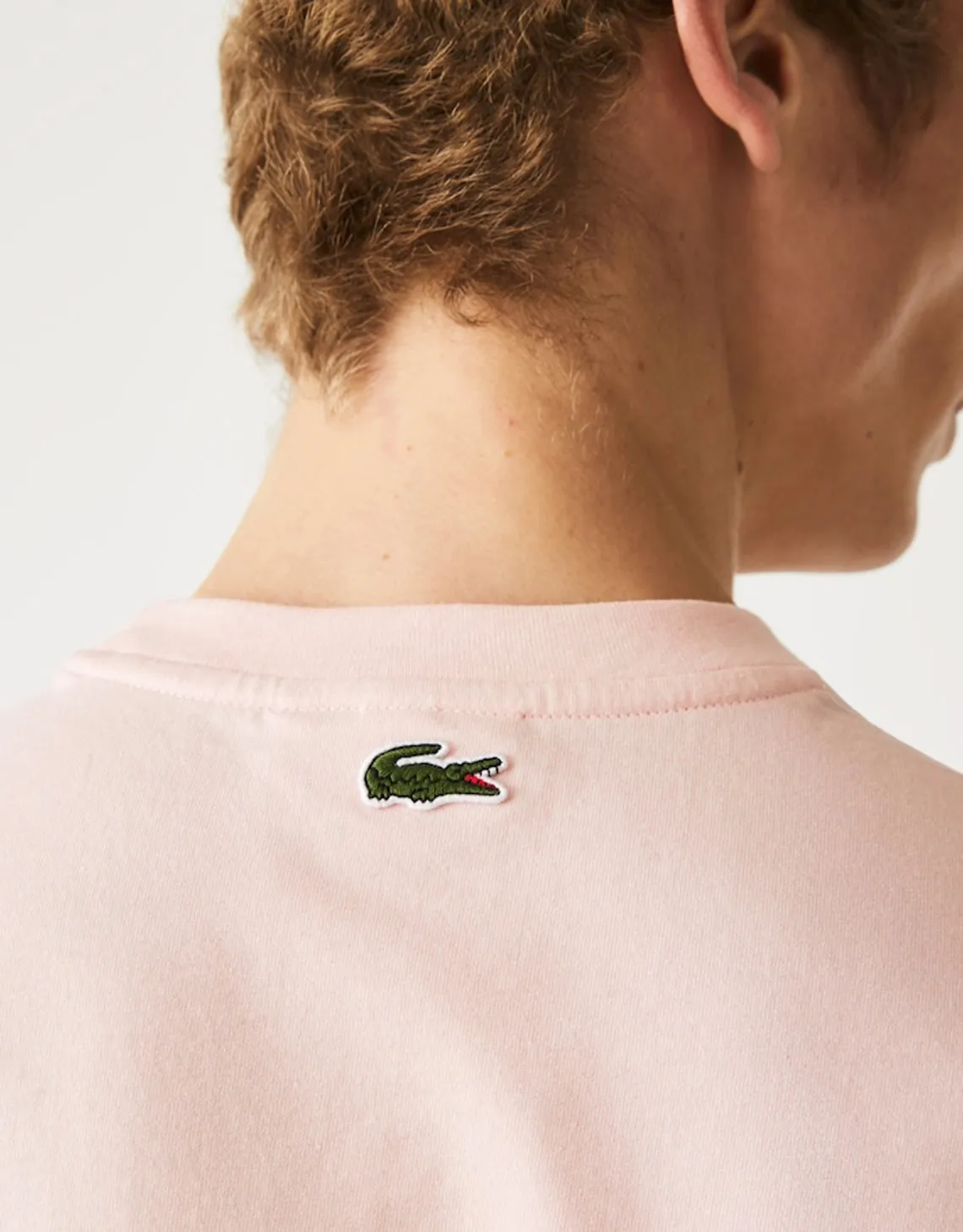 Men's Crew Neck Embroidered Logo Cotton T-shirt Light Pink Patagonia Clothing