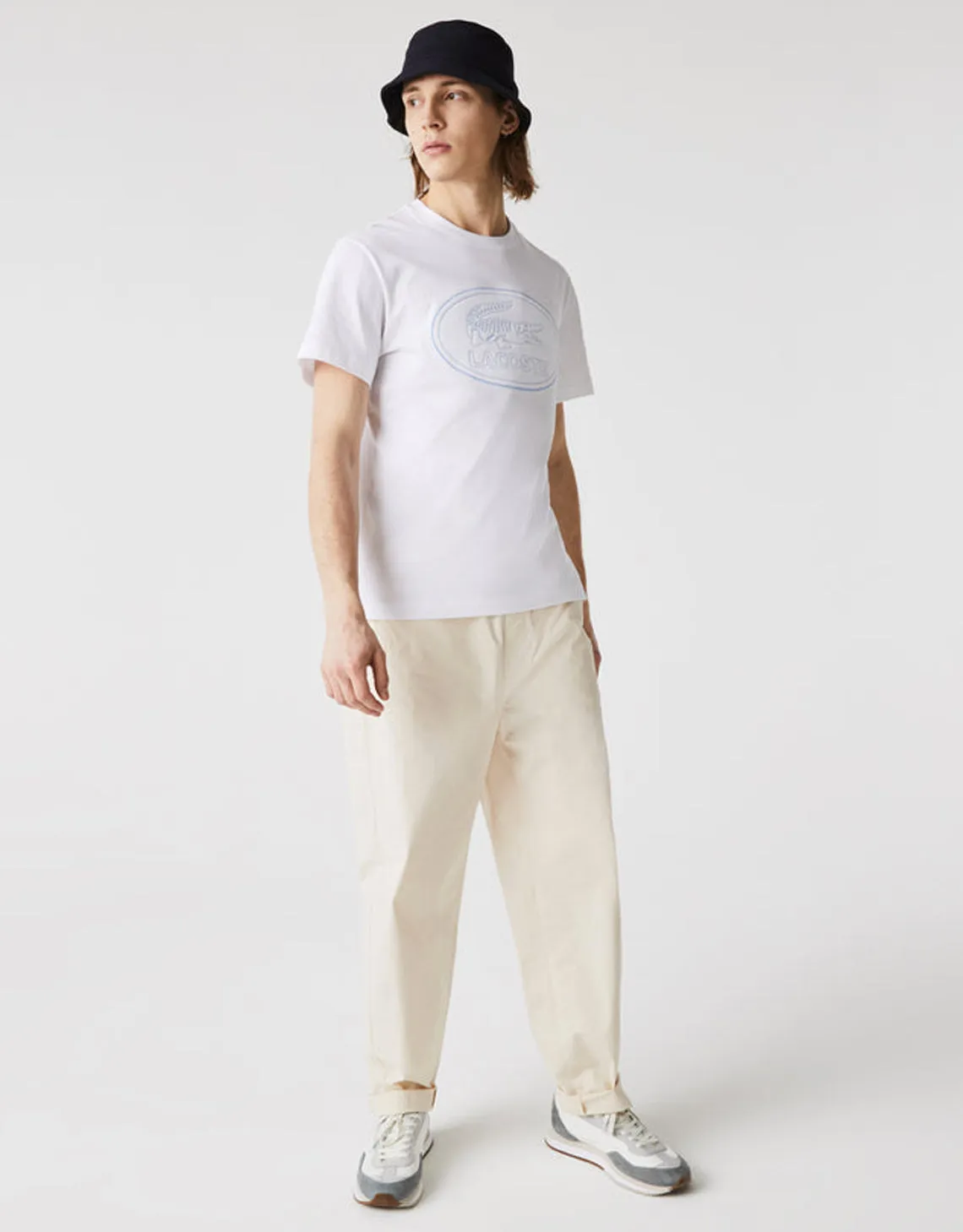 Men's Crew Neck Embroidered Logo Cotton T-shirt White Patagonia Clothing
