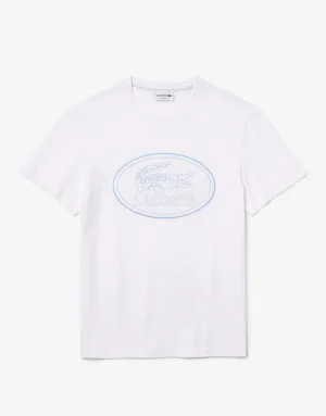 Men's Crew Neck Embroidered Logo Cotton T-shirt White Patagonia Clothing