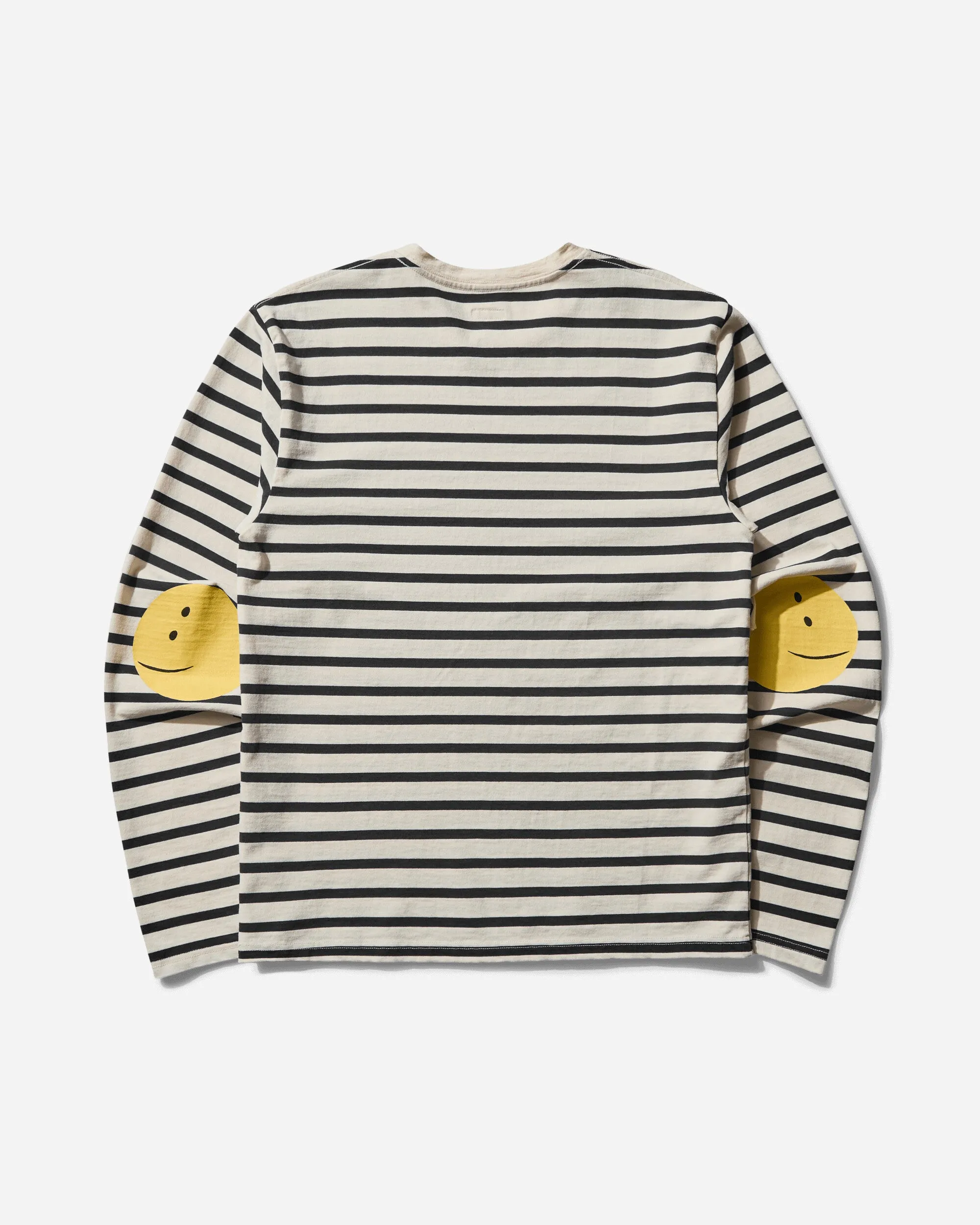 Men's Stripe Jersey Longsleeve T-Shirt (Profile Rainbowy Patch) Black / Ecru