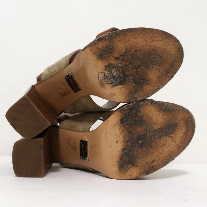 Michael Kors Collection Sandals Rigby Brown Leather & Beige Suede Size 37