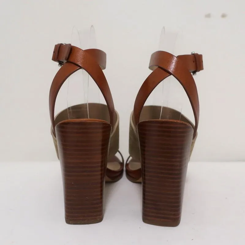 Michael Kors Collection Sandals Rigby Brown Leather & Beige Suede Size 37
