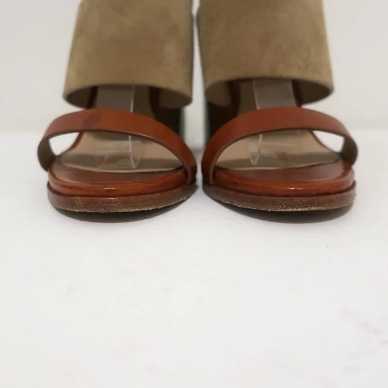 Michael Kors Collection Sandals Rigby Brown Leather & Beige Suede Size 37