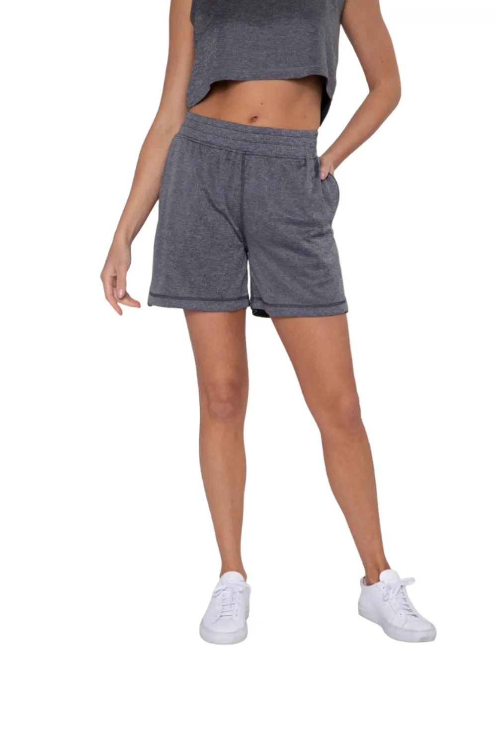 Mono B Micro-Perforated Active Shorts with Split Side Hem AP-B0384