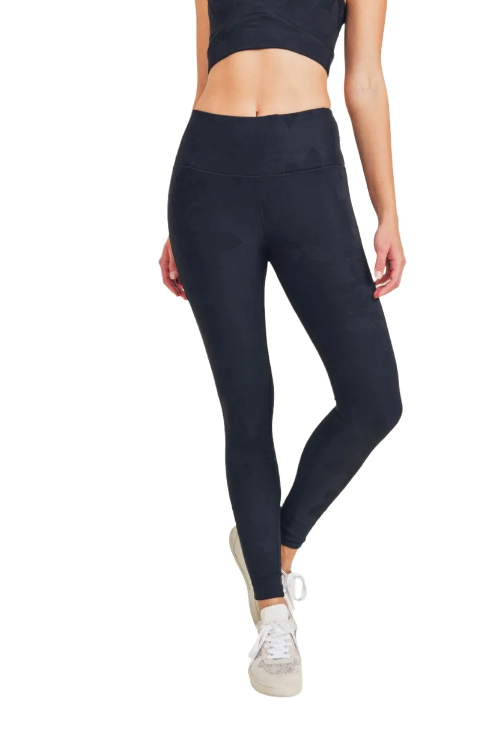 Mono B Textured Flower Jacquard Highwaist Leggings APH8078