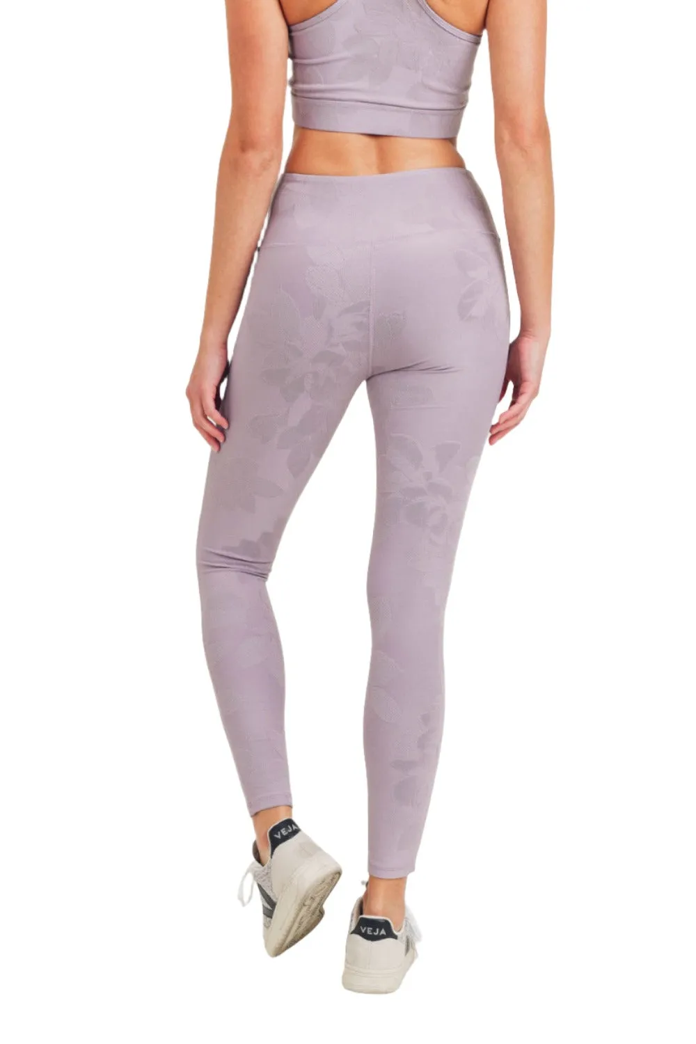 Mono B Textured Flower Jacquard Highwaist Leggings APH8078