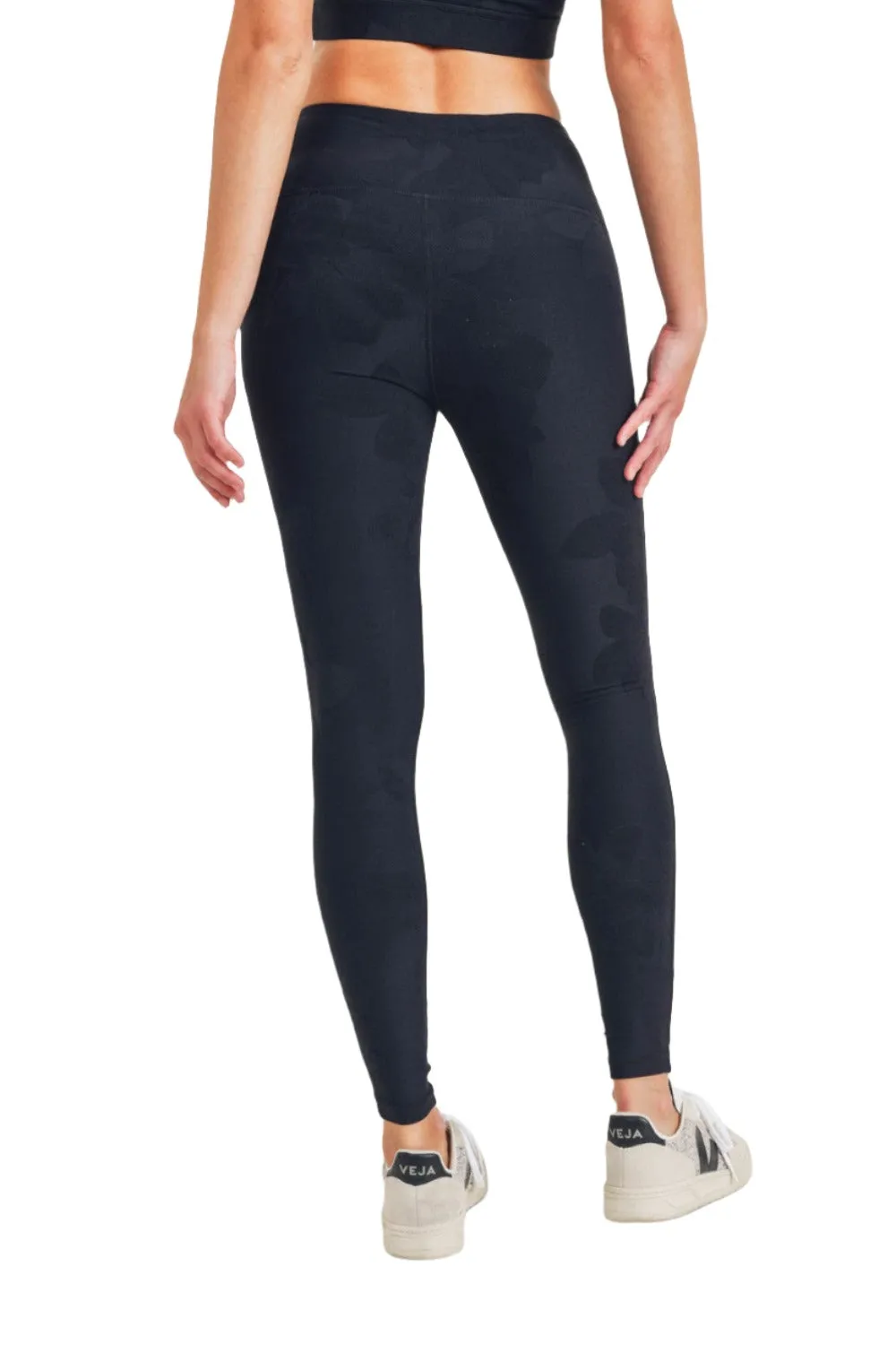 Mono B Textured Flower Jacquard Highwaist Leggings APH8078