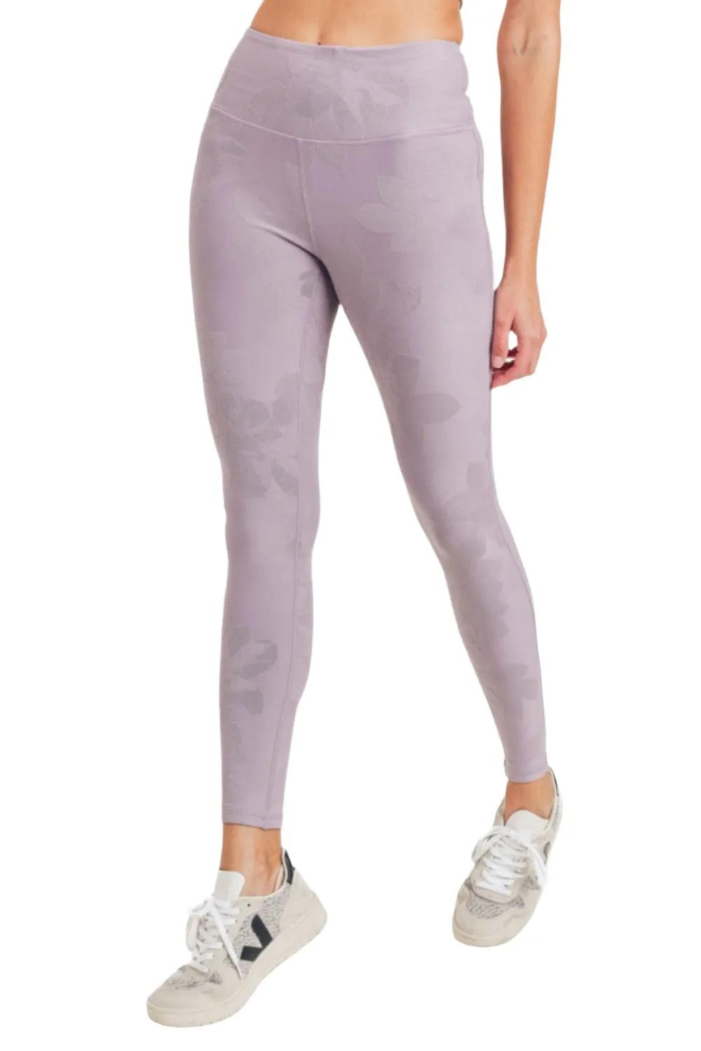 Mono B Textured Flower Jacquard Highwaist Leggings APH8078