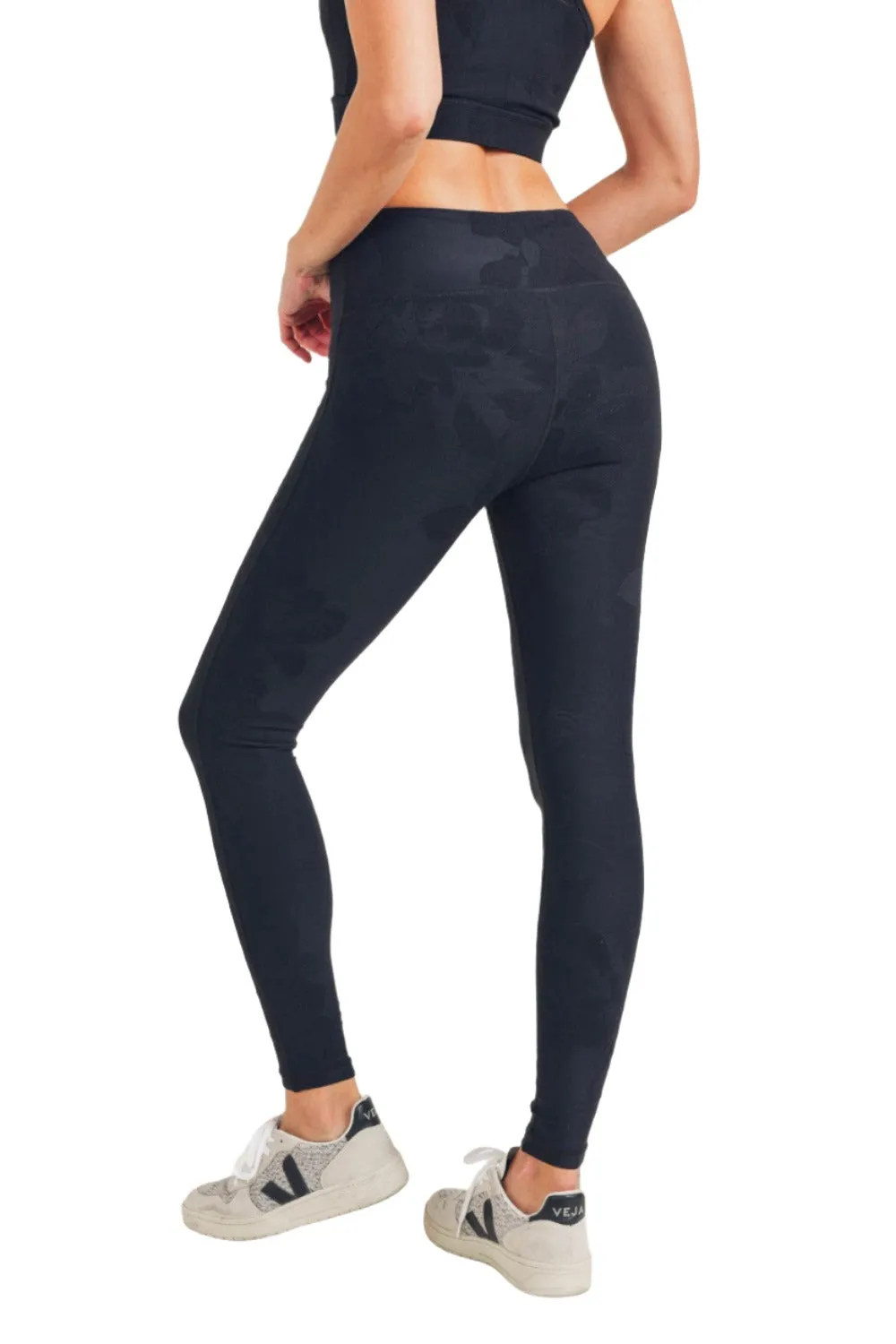 Mono B Textured Flower Jacquard Highwaist Leggings APH8078
