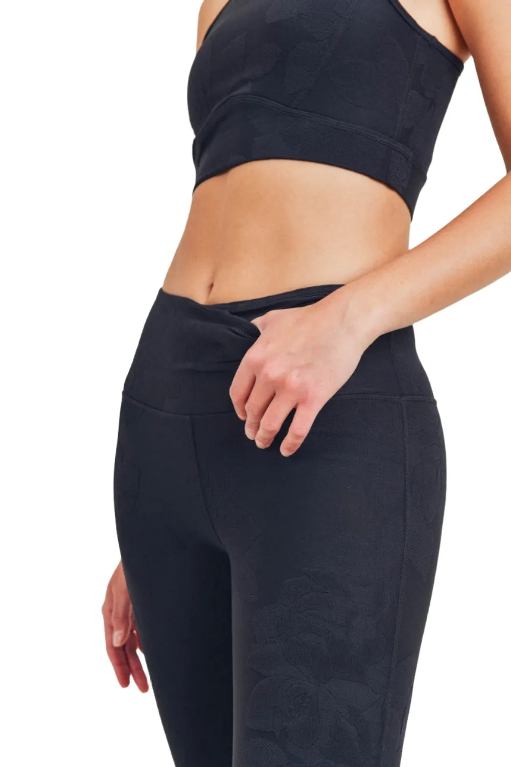 Mono B Textured Flower Jacquard Highwaist Leggings APH8078
